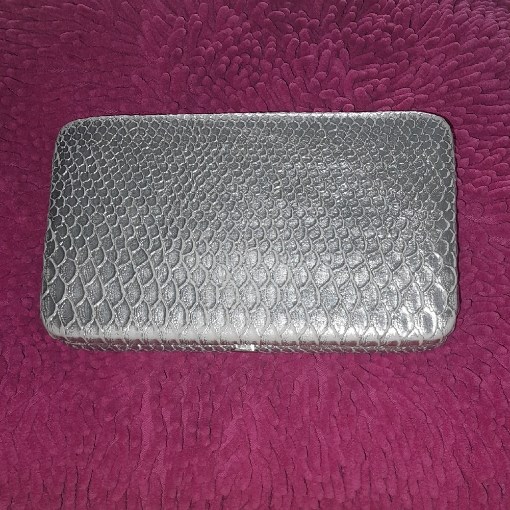 Chic Silver Snakeskin Clutch